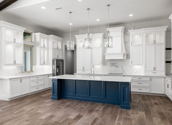 kitchen with an island in a villa