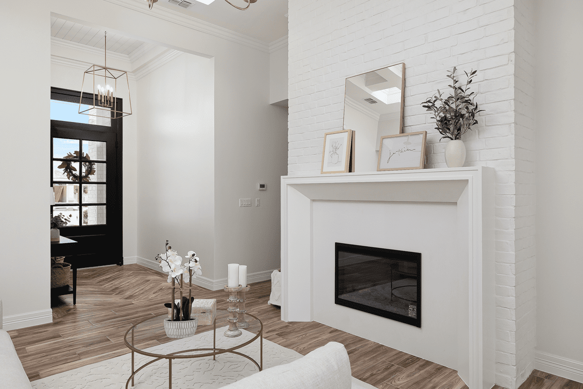 220 Jefferson Villa Homes: Water Edge. Custom Home sale in Texas, South Texas. living room