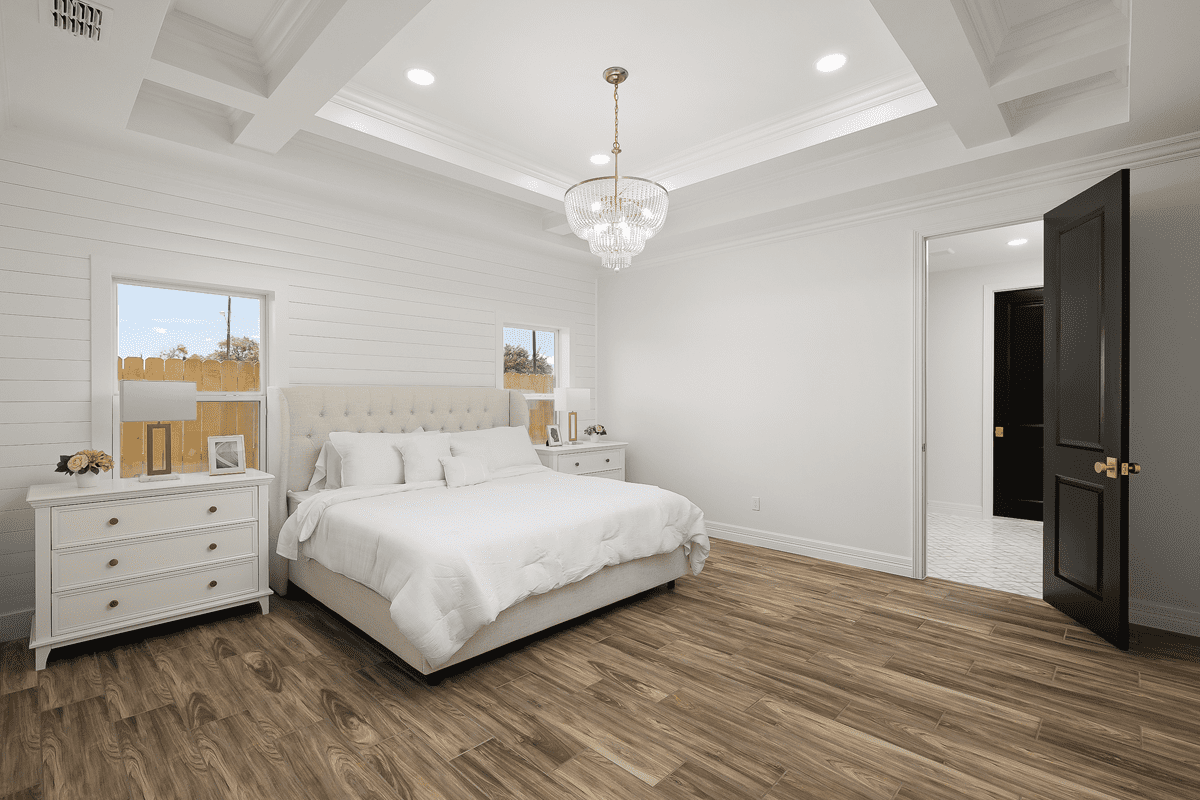 220 Jefferson Villa Homes: Water Edge. Custom Home sale in Texas, South Texas. master bedroom