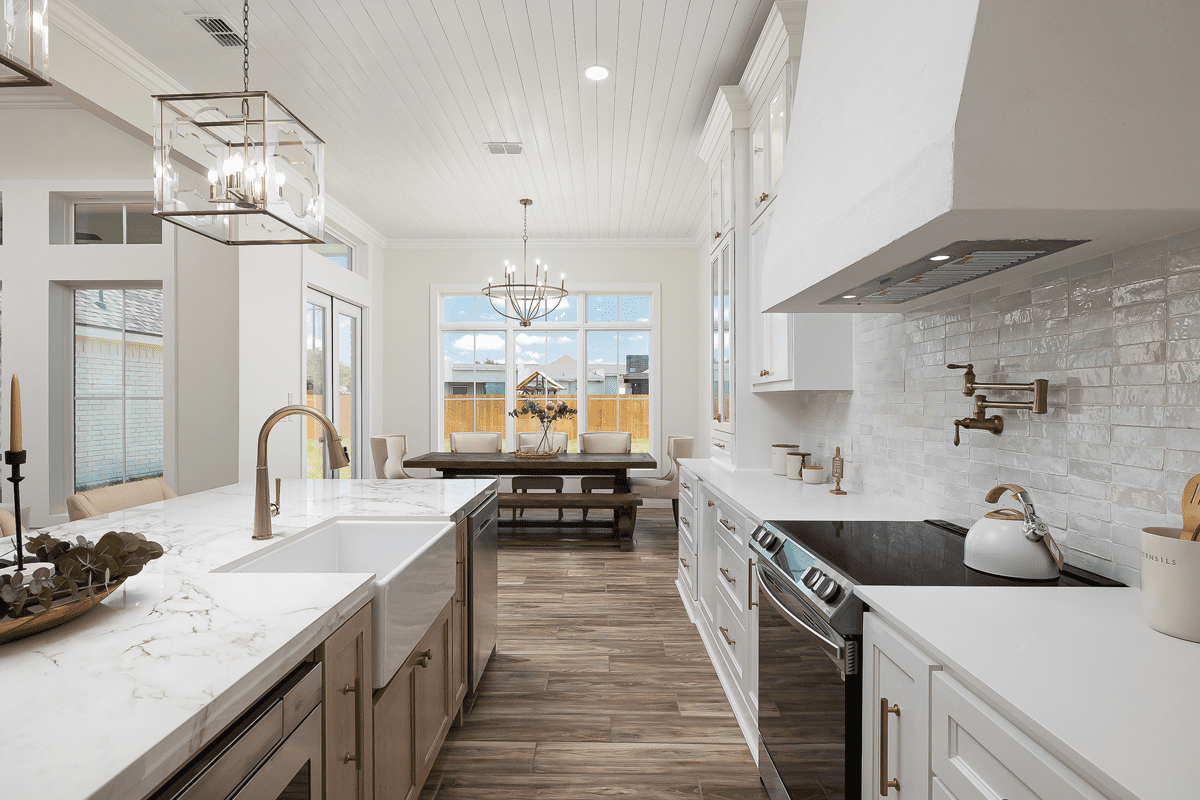 220 Jefferson Villa Homes: Water Edge. Custom Home sale in Texas, South Texas. kitchen side view