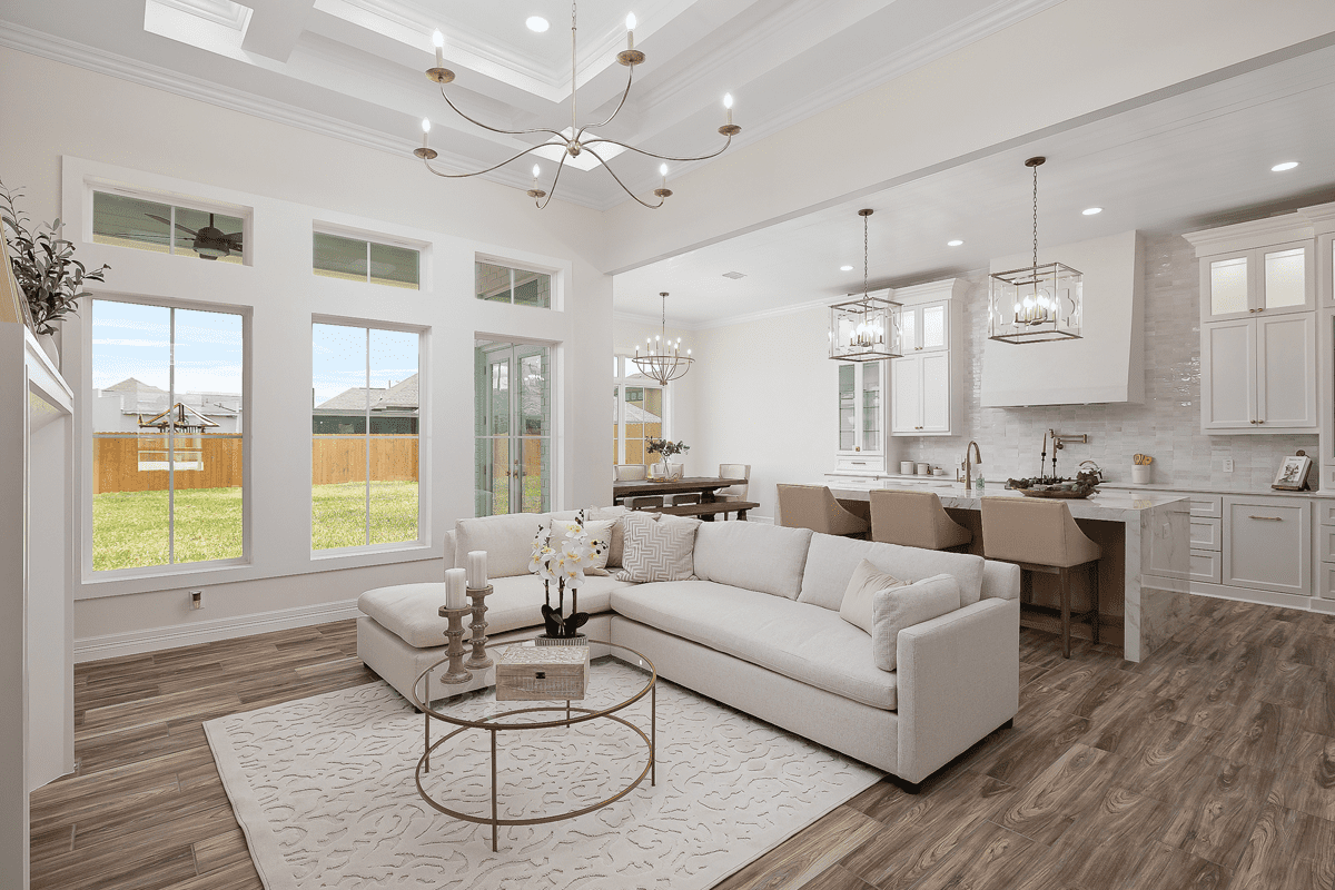 220 Jefferson Villa Homes: Water Edge. Custom Home sale in Texas, South Texas. living room