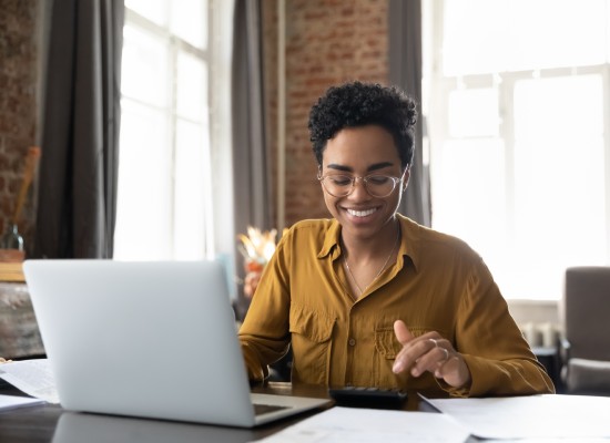 Woman doing research online