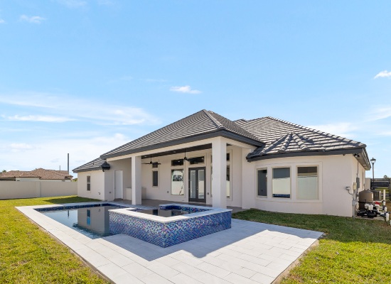 luxury backyard with pool